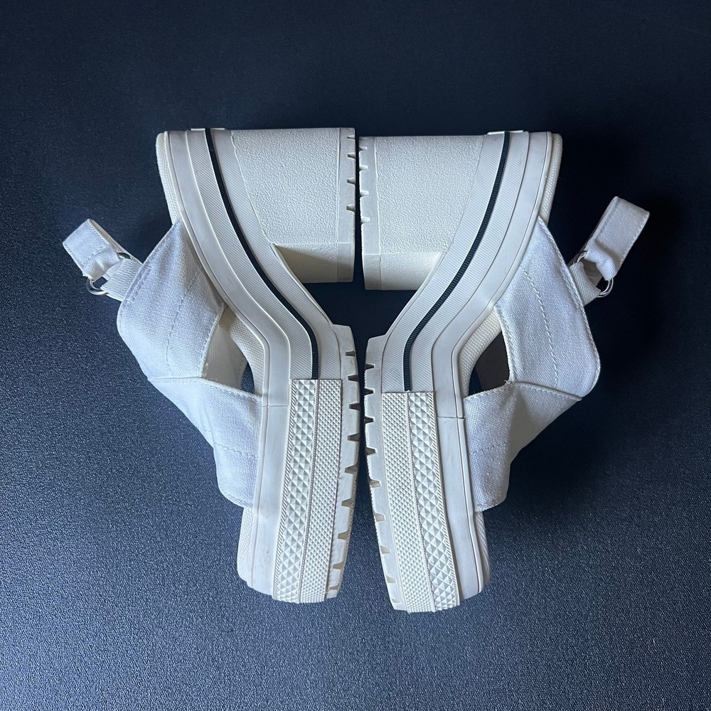 Converse One Star Boardwalk Strut Platform Sandals White Canvas sz 7.5 Rare - Picture 5 of 10